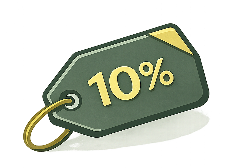 Icon representing 10 percent off the first month for a Workergenix referral